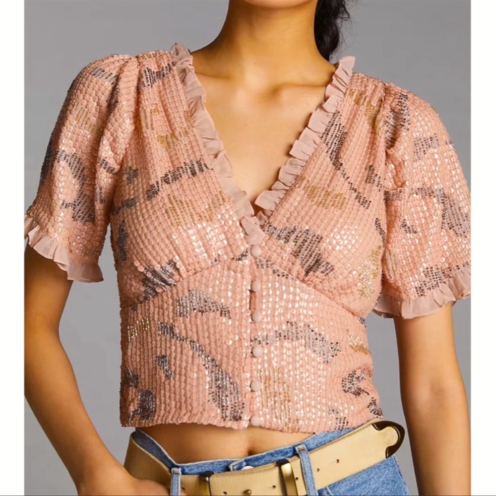Anthologies Sequin V-Neck Alluring & Stylish Top